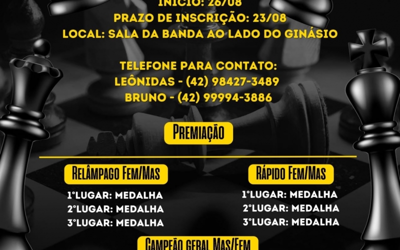1° COPA MUNICIPAL DE XADREZ MASCULINO/FEMININO