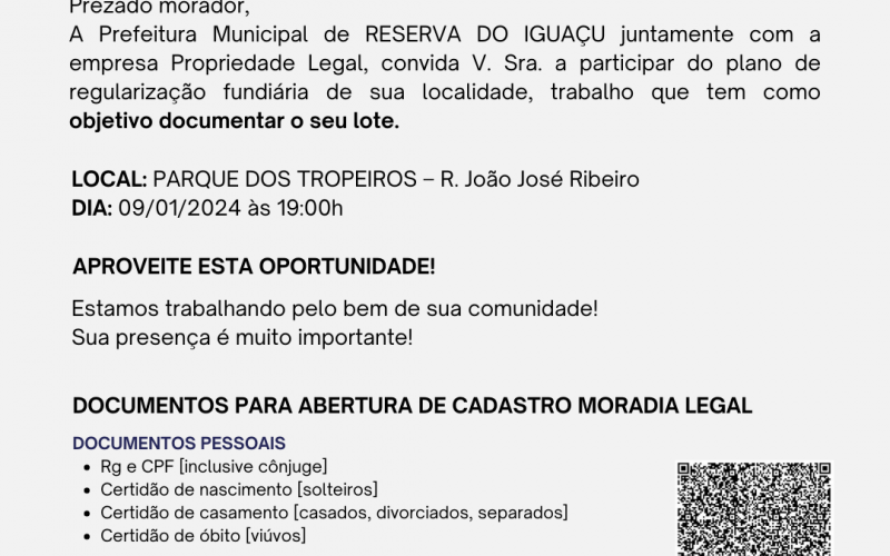 PROGRAMA DE REGULARIZAÇÃO FUNDIÁRIA MORADIA LEGAL - BAIRRO: CENTRO